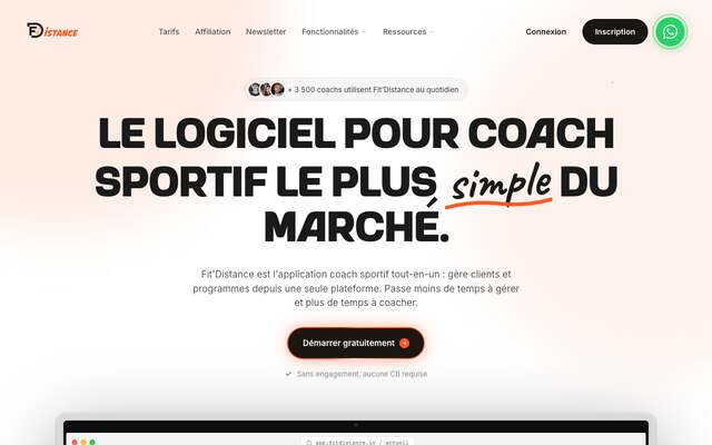 Page d'accueil du site de Fit'Distance